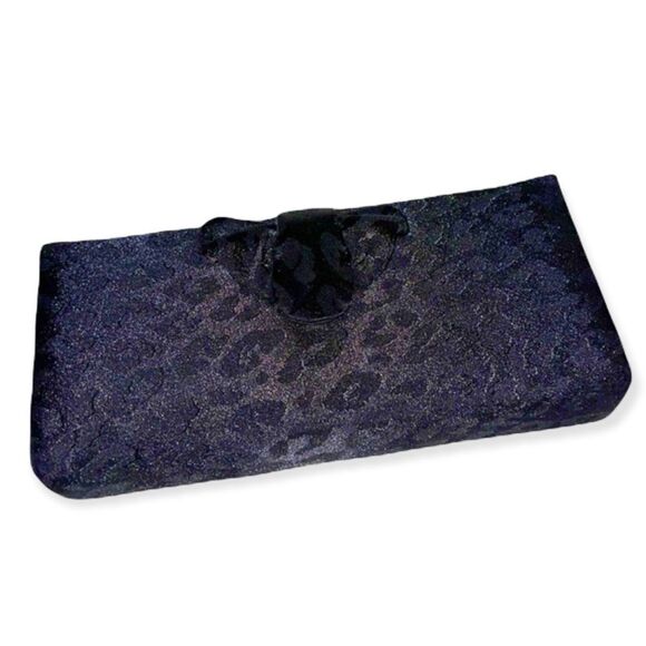 Vintage Kay Unger Black Animal Print Clutch - Picture 1 of 16